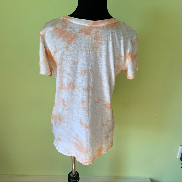 PINK VICTORIAS SECRET ORANGE WHITE TYE DYE T SHIRT SIZE XS - Picture 2 of 5